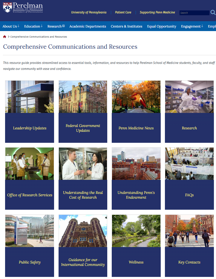 Comprehensive Communications and Resources page